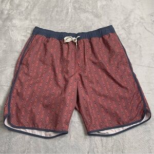 Fair Harbor Swim Trunks Shorts Large Men’s Anchor 8” With Liner Geometric